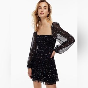 Aritzia Tempest Mini Dress in Black/Blue Floral Print